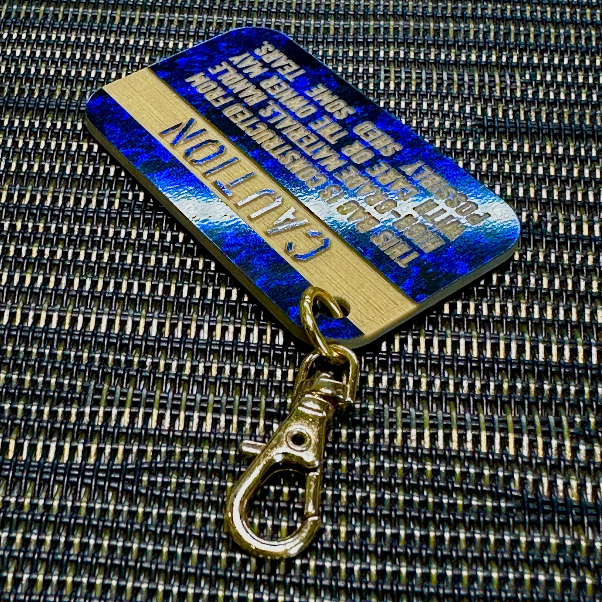 カスタムキーチャーム コーションラベル 各色 TUMI レザーパッチサイズ CAUTION WARNING DANGER